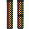 Sock Pair - Polyester - Checker Black Rasta - CREW