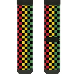 Sock Pair - Polyester - Checker Black Rasta - CREW