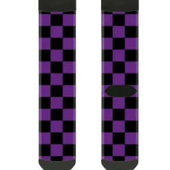 Sock Pair - Polyester - Checker Black Purple - CREW