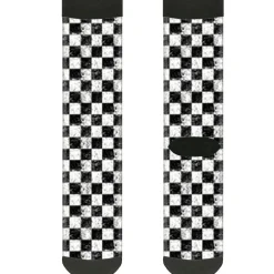 Sock Pair - Polyester - Checker Weathered2 Black White - CREW