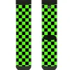 Sock Pair - Polyester - Checker Black/Neon Green - CREW