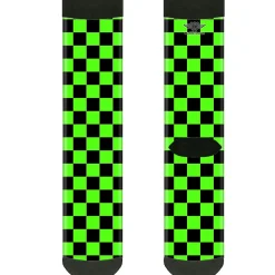 Sock Pair - Polyester - Checker Black/Neon Green - CREW