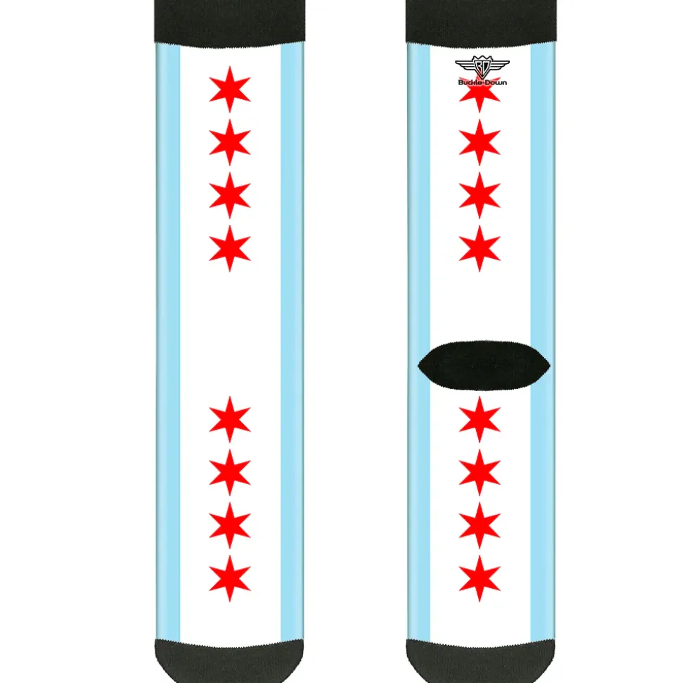 Sock Pair - Polyester - Chicago Flag - CREW