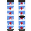 Sock Pair - Polyester - Chicago Skyline Flag Distressed Black White Red - CREW