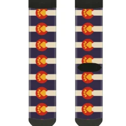 Sock Pair - Polyester - Colorado Flag Paw Print - CREW