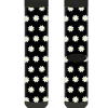 Sock Pair - Polyester - Daisies Scattered Black White Yellow - CREW