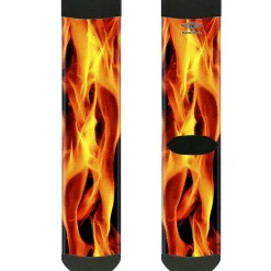 Sock Pair - Polyester - Flames Vivid Black/Orange - CREW