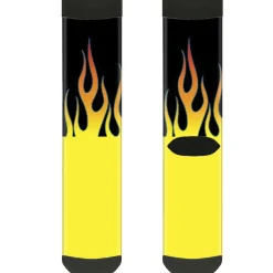 Sock Pair - Polyester - Flames Black Yellow Orange - CREW