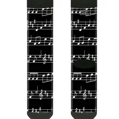 Sock Pair - Polyester - Music Notes Black/White - CREW