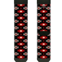 Sock Pair - Polyester - Navajo Red/Black/Gray/Red - CREW