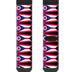 Sock Pair - Polyester - Ohio Flag Repeat Black - CREW