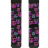 Sock Pair - Polyester - Owls Black/Fuchsia/Purple/Turquoise - CREW