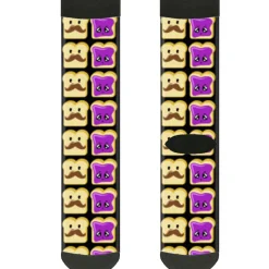 Sock Pair - Polyester - Peanut Butter w Mustache & Jelly - CREW