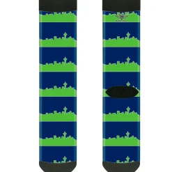 Sock Pair - Polyester - Seattle Skyline Navy/Gray/Green - CREW