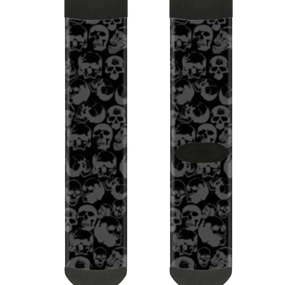 Sock Pair - Polyester - Skull Pile Black Gray - CREW