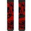 Sock Pair - Polyester - Splatter Black Red - CREW