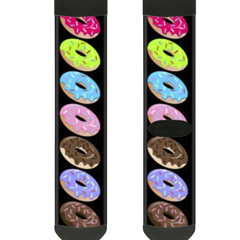 Sock Pair - Polyester - Sprinkle Donuts Black Multi Color - CREW