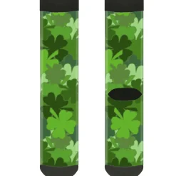Sock Pair - Polyester - St. Pat's Stacked Shamrocks Greens - CREW