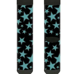 Sock Pair - Polyester - Stars Multi Stars Black Turquoise - CREW
