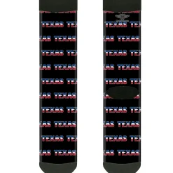 Sock Pair - Polyester - TEXAS w/Star Black/White/Blue/Red - CREW