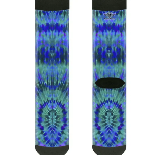 Sock Pair - Polyester - Tie Dye Green/Blue/Purple - CREW