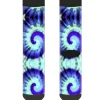 Sock Pair - Polyester - Tie Dye Swirl Purples Blues - CREW