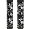 Sock Pair - Polyester - Top Skulls Stacked Black Gray White - CREW