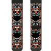 Sock Pair - Polyester - Totem Carvings Black White Orange Turquoise - CREW