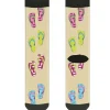 Sock Pair - Polyester - Tropical Flip Flops Tan Multi Color - CREW