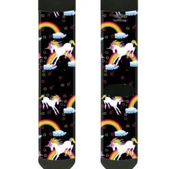 Sock Pair - Polyester - Unicorns/Rainbows/Stars Black - CREW