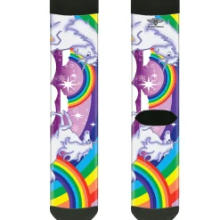 Sock Pair - Polyester - Unicorns in Rainbows w/Sparkles/Purple - CREW