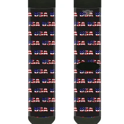 Sock Pair - Polyester - USA w/Star Black/US Flags - CREW