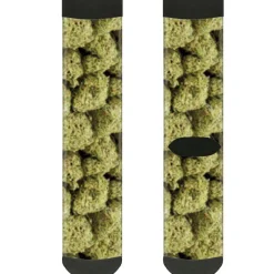 Sock Pair - Polyester - Vivid Marijuana Nugs2 Stacked - CREW