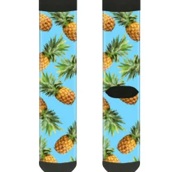 Sock Pair - Polyester - Vivid Pineapples Scattered Blue - CREW