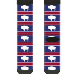 Sock Pair - Polyester - Wyoming Flags Bison Silhouette - CREW