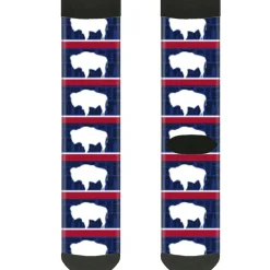 Sock Pair - Polyester - Wyoming Flags WYOMING Typography - CREW