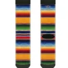 Sock Pair - Polyester - Zarape2 Vertical Multi Color Stripe - CREW