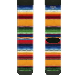 Sock Pair - Polyester - Zarape2 Vertical Multi Color Stripe - CREW