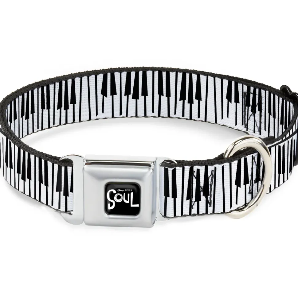 SOUL Text Logo Full Color Black/White Seatbelt Buckle Collar - Soul Piano Keys White/Black