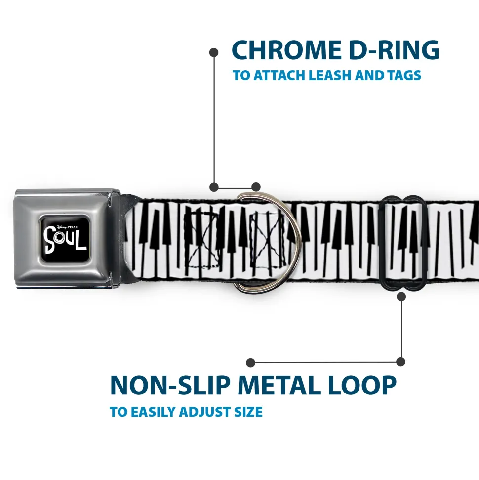 SOUL Text Logo Full Color Black/White Seatbelt Buckle Collar - Soul Piano Keys White/Black