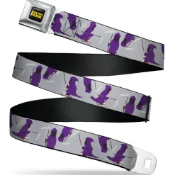 SOUTH PARK Title Logo Full Color Black/Yellow Seatbelt Belt - South Park Death Poses Scattered Gray Webbing