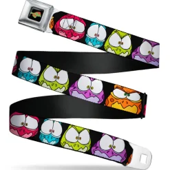 SPACE JAM Logo Full Color Black/Red/Green Seatbelt Belt - Space Jam Nerdlucks Faces CLOSE-UP Black Webbing