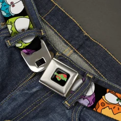 SPACE JAM Logo Full Color Black/Red/Green Seatbelt Belt - Space Jam Nerdlucks Faces CLOSE-UP Black Webbing