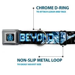 Space Ranger SR Logo Full Color Black/Blue Seatbelt Buckle Collar - Buzz Poses/Stars TO INFINITY AND BEYOND Black/Blues