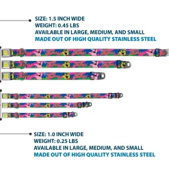 SpongeBob Face CLOSE-UP Full Color Seatbelt Buckle Collar - Nerd SpongeBob & Patrick Starfish Running JUMPIN' JELLYFISH! Multi Color/Red