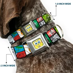 SpongeBob Face CLOSE-UP Seatbelt Buckle Collar - Krusty Krab's Cam Scene Blocks