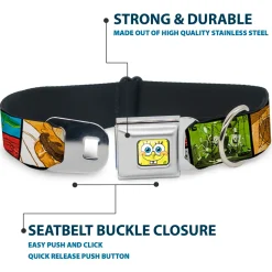 SpongeBob Face CLOSE-UP Seatbelt Buckle Collar - Krusty Krab's Cam Scene Blocks