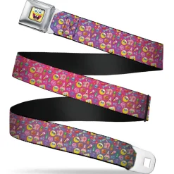 SpongeBob Open Mouth Smile Full Color Seatbelt Belt - Mini SpongeBob & Friends/Sea Creatures/Food Scattered Ombre Multi Color Webbing