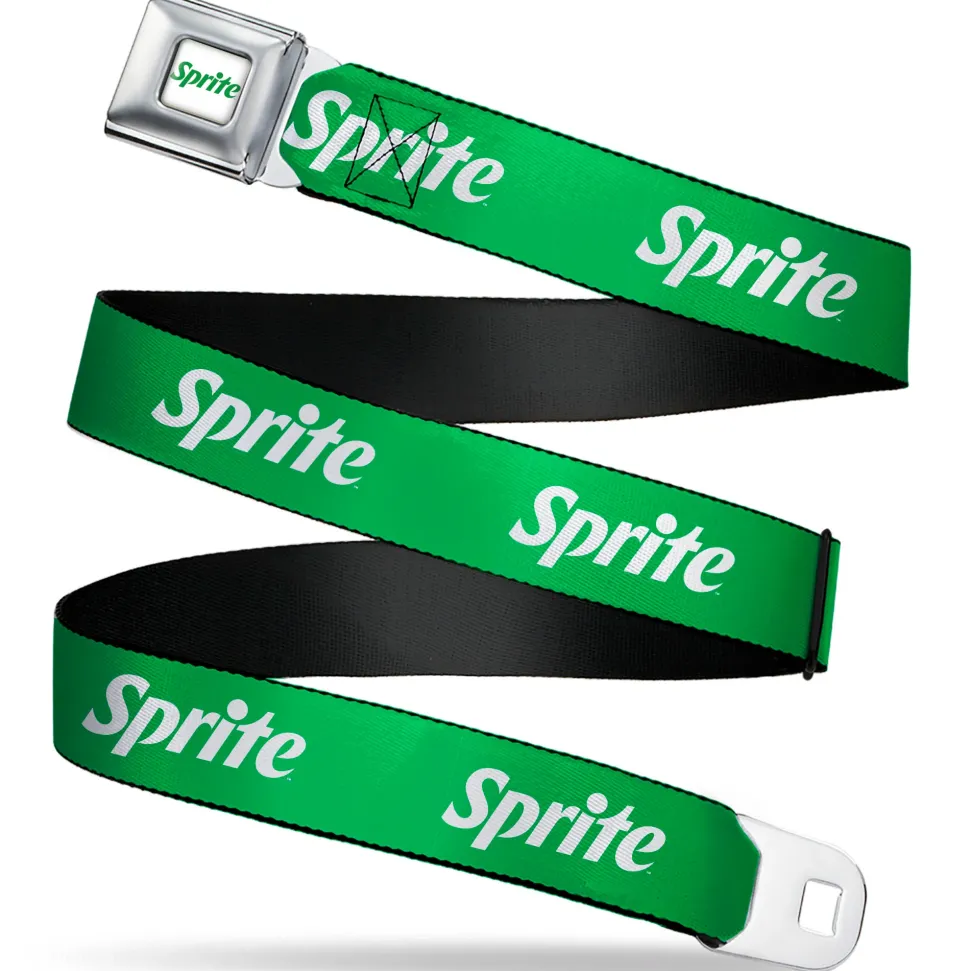 SPRITE Logo Full Color White/Green Seatbelt Belt - SPRITE Logo Green/White Webbing