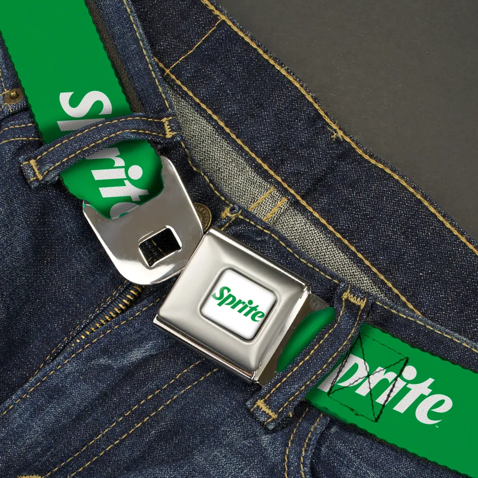 SPRITE Logo Full Color White/Green Seatbelt Belt - SPRITE Logo Green/White Webbing
